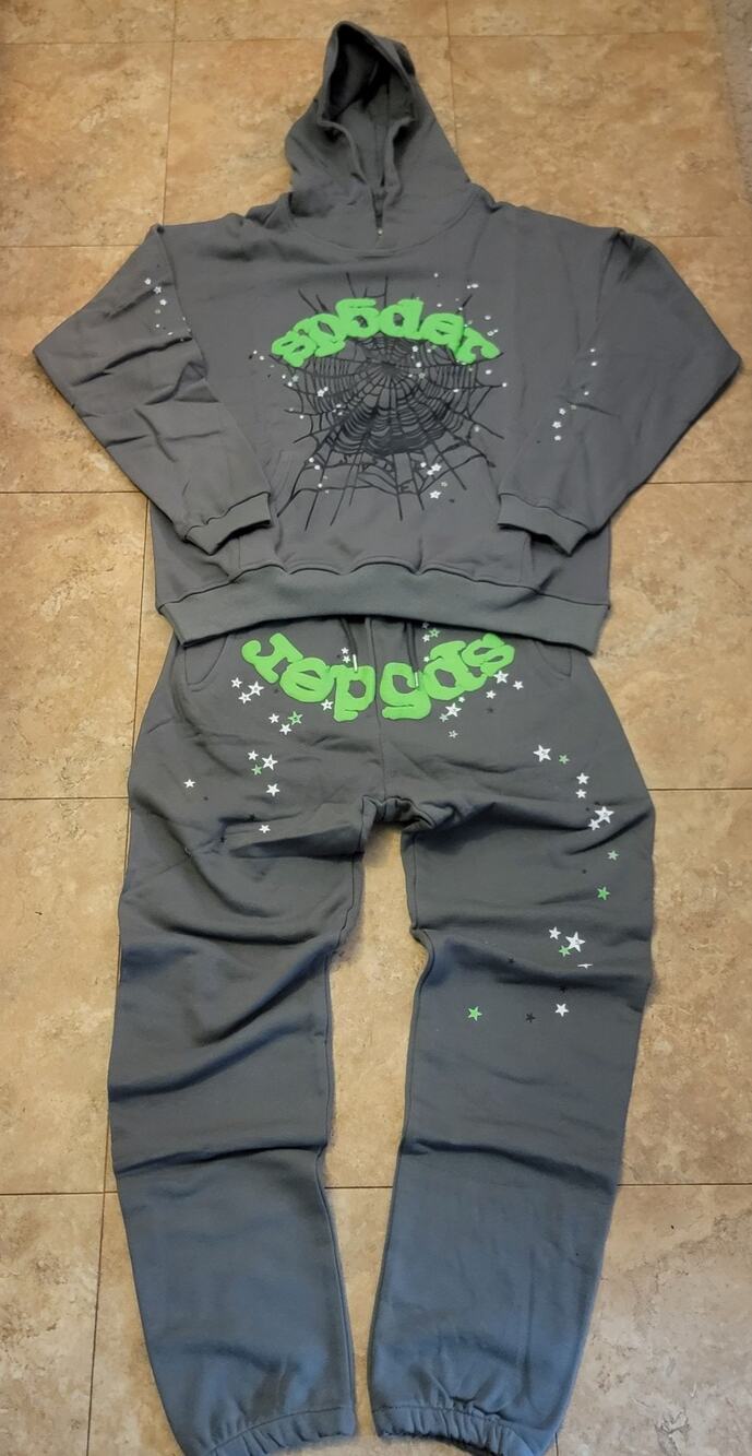 Men XL Hoodie Sweatsuit Gray Graphic Logo Designer Streetwear Hip Hop Outfit